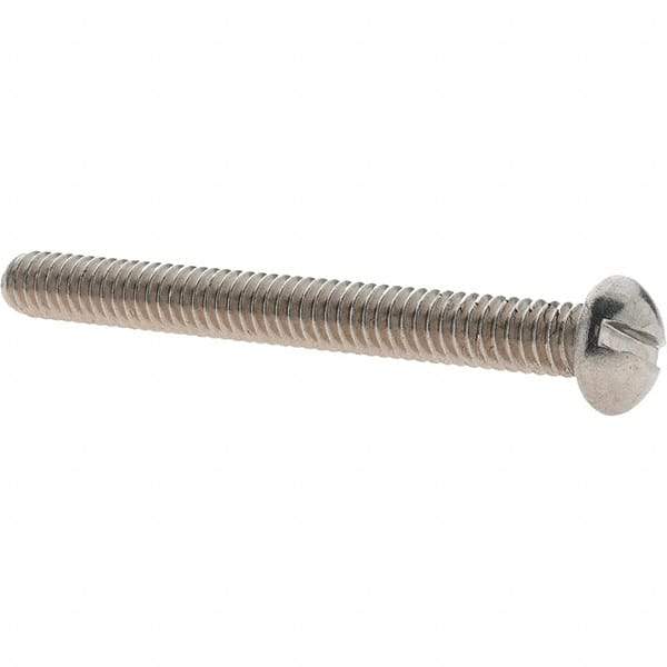 Value Collection - 1/4-20 UNC, 2-1/2" Length Under Head Slotted Drive Machine Screw - Round Head, Grade 18-8 Stainless Steel, Uncoated, Without Washer - Americas Industrial Supply