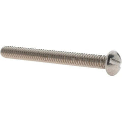 Value Collection - 1/4-20 UNC, 2-1/2" Length Under Head Slotted Drive Machine Screw - Round Head, Grade 18-8 Stainless Steel, Uncoated, Without Washer - Americas Industrial Supply