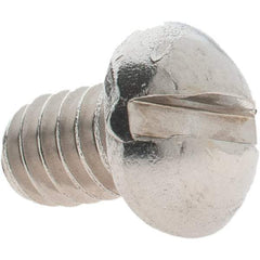 Value Collection - 1/4-20 UNC, 3/8" Length Under Head Slotted Drive Machine Screw - Round Head, Grade 18-8 Stainless Steel, Uncoated, Without Washer - Americas Industrial Supply