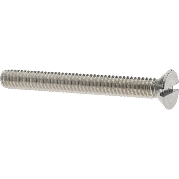 Value Collection - #12-24 UNC, 2" OAL Slotted Drive Machine Screw - Flat Head, Grade 18-8 Stainless Steel, Uncoated, Without Washer - Americas Industrial Supply