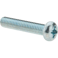 Value Collection - M6x1.00, 30mm Length Under Head Phillips Drive Machine Screw - Pan Head, Grade 4.8 Steel, Zinc-Plated Finish, Without Washer - Americas Industrial Supply