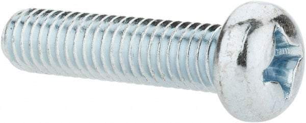 Value Collection - M6x1.00, 25mm Length Under Head Phillips Drive Machine Screw - Pan Head, Grade 4.8 Steel, Zinc-Plated Finish, Without Washer - Americas Industrial Supply