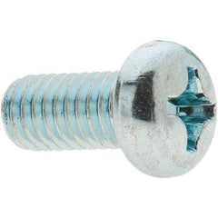 Value Collection - M6x1.00, 12mm Length Under Head Phillips Drive Machine Screw - Pan Head, Grade 4.8 Steel, Zinc-Plated Finish, Without Washer - Americas Industrial Supply