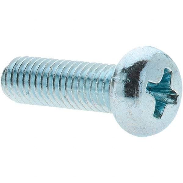 Value Collection - M5x0.80, 16mm Length Under Head Phillips Drive Machine Screw - Pan Head, Grade 4.8 Steel, Zinc-Plated Finish, Without Washer - Americas Industrial Supply