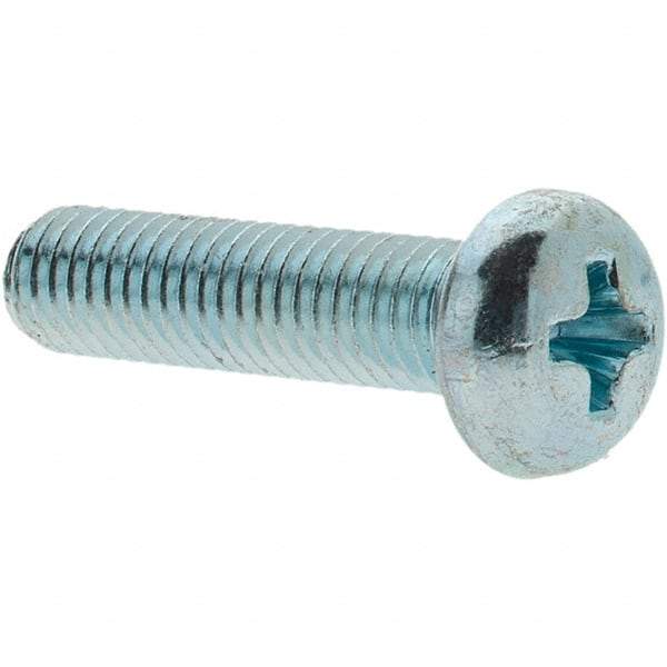 Value Collection - M5x0.80, 20mm Length Under Head Phillips Drive Machine Screw - Pan Head, Grade 4.8 Steel, Zinc-Plated Finish, Without Washer - Americas Industrial Supply