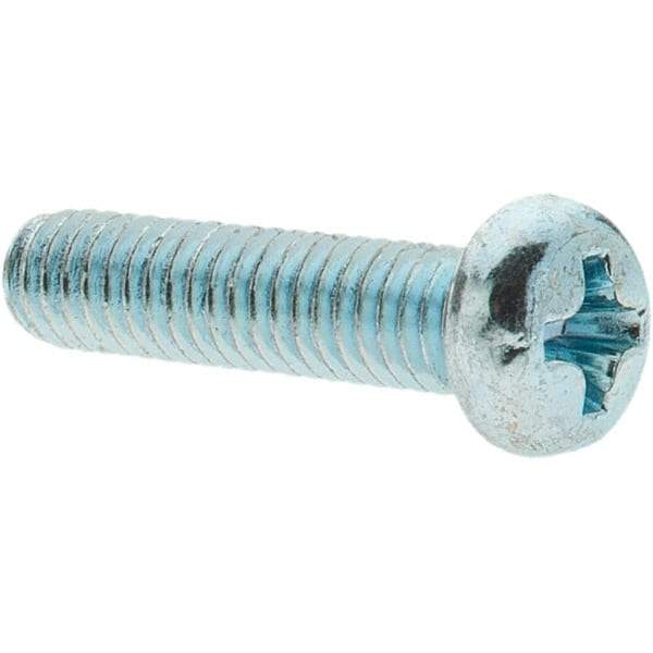 Value Collection - M4x0.70, 16mm Length Under Head Phillips Drive Machine Screw - Pan Head, Grade 4.8 Steel, Zinc-Plated Finish, Without Washer - Americas Industrial Supply