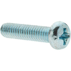 Value Collection - M4x0.70, 16mm Length Under Head Phillips Drive Machine Screw - Pan Head, Grade 4.8 Steel, Zinc-Plated Finish, Without Washer - Americas Industrial Supply