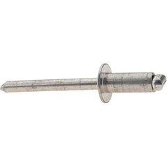 Value Collection - Size 86 Dome Head Stainless Steel Open End Blind Rivet - Stainless Steel Mandrel, 0.251" to 3/8" Grip, 1/2" Head Diam, 0.257" to 0.261" Hole Diam, 6250" Length Under Head, 1/4" Body Diam - Americas Industrial Supply