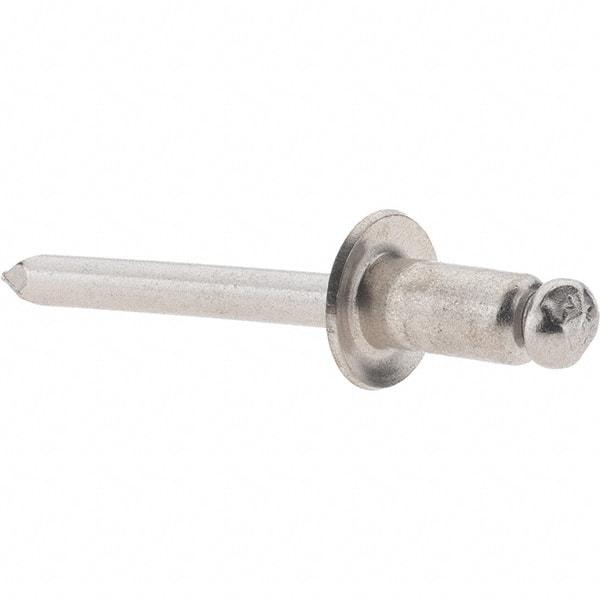 Value Collection - Size 84 Dome Head Stainless Steel Open End Blind Rivet - Stainless Steel Mandrel, 0.062" to 1/4" Grip, 1/2" Head Diam, 0.257" to 0.261" Hole Diam, 1/2" Length Under Head, 1/4" Body Diam - Americas Industrial Supply