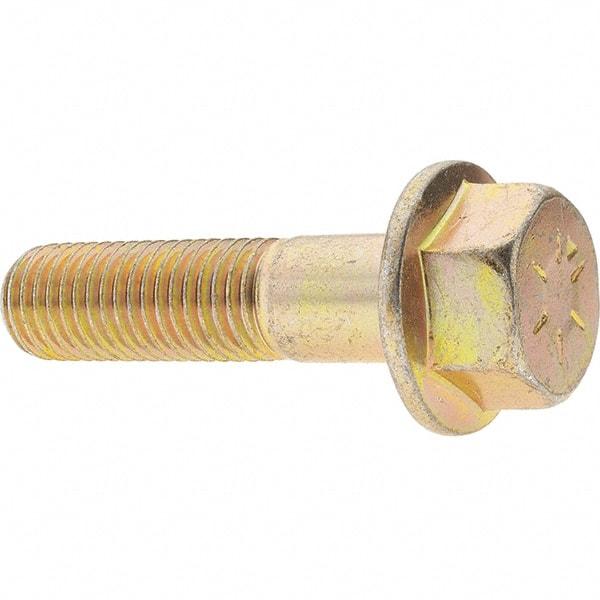 Value Collection - 3/4-10 UNC, 3" Length Under Head, Hex Drive Flange Bolt - 1-3/4" Thread Length, Grade 8 Alloy Steel, Smooth Flange, Zinc-Plated Finish - Americas Industrial Supply