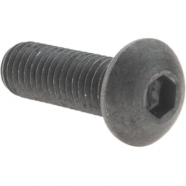Value Collection - M10x1.50 Metric Coarse Hex Socket Drive, Button Screw - Grade 12.9 Alloy Steel, Black Oxide Finish, Fully Threaded, 30mm Length Under Head - Americas Industrial Supply