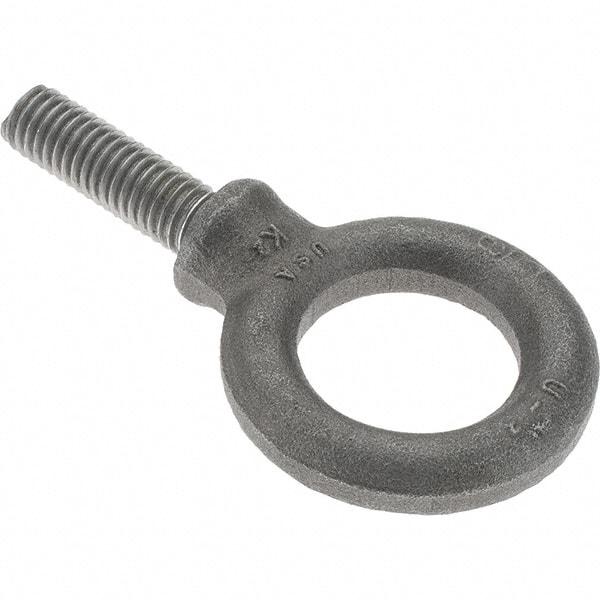 Value Collection - 1,300 Lb Capacity, Steel, 3/8-16 Thread, Fixed Lifting Eye Bolt - Fully Threaded, 1-1/4" Shank, 1-1/4" Thread Length, Shoulder - Americas Industrial Supply