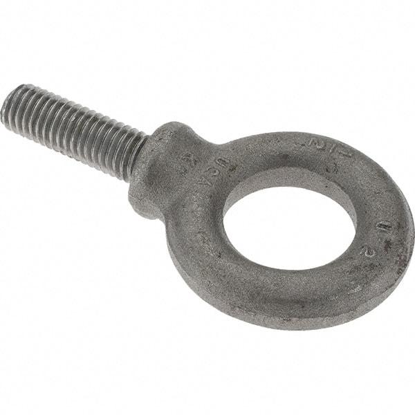 Value Collection - 2,400 Lb Capacity, Steel, 1/2-13 Thread, Fixed Lifting Eye Bolt - Fully Threaded, 1-1/2" Shank, 1-1/2" Thread Length, Shoulder - Americas Industrial Supply