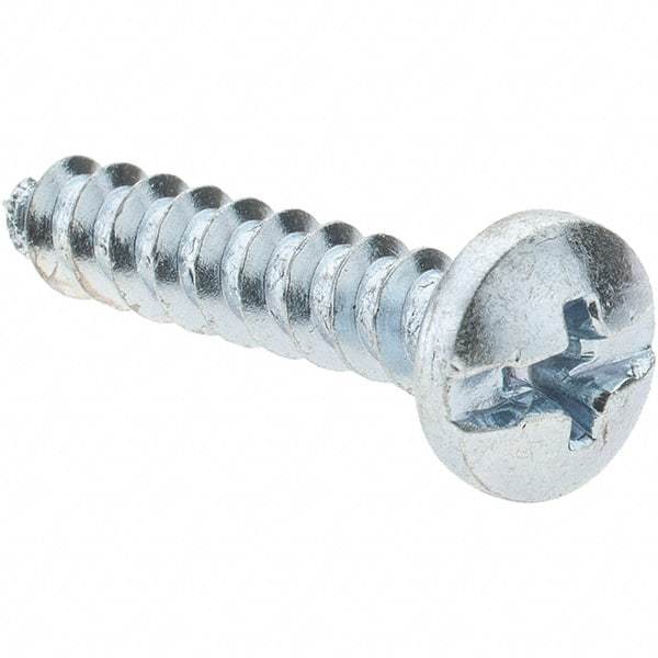 Value Collection - #10 Pan Head Slotted Phillips Sheet Metal Screw - Steel, 1" Length Under Head, Grade 2 - Americas Industrial Supply