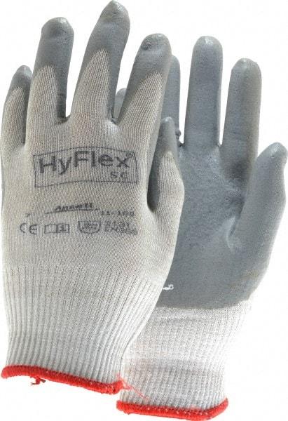Ansell - Size S (7) Nitrile Coated X-Static Yarn General Protection Work Gloves - For Static Control, Palm & Fingers Coated, Knit Wrist Cuff, Full Fingered, Gray, Paired - Americas Industrial Supply