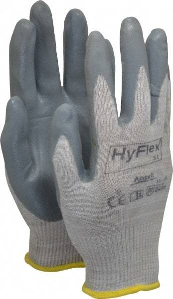 Ansell - Size M (8) Nitrile Coated X-Static Yarn General Protection Work Gloves - For Static Control, Palm & Fingers Coated, Knit Wrist Cuff, Full Fingered, Gray, Paired - Americas Industrial Supply