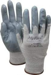 Ansell - Size L (9) Nitrile Coated X-Static Yarn General Protection Work Gloves - For Static Control, Palm & Fingers Coated, Knit Wrist Cuff, Full Fingered, Gray, Paired - Americas Industrial Supply