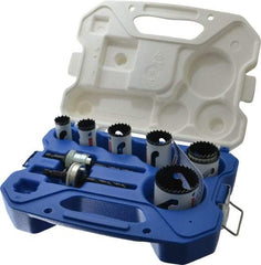 Lenox - 9 Piece, 7/8" to 2-1/8" Saw Diam, Contractor's Hole Saw Kit - Bi-Metal, Includes 7 Hole Saws - Americas Industrial Supply