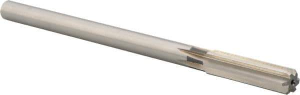 Union Butterfield - 1/2" High Speed Steel 6 Flute Chucking Reamer - Straight Flute, 0.4355" Straight Shank, 2" Flute Length, 8" OAL - Americas Industrial Supply