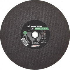 WALTER Surface Technologies - 14" 30 Grit Aluminum Oxide Cutoff Wheel - 3/32" Thick, 1" Arbor, 4,400 Max RPM, Use with Chop Saws - Americas Industrial Supply