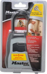 Master Lock - 3-9/16" Wide x 6-5/16" Overall Height, Set-Your-Own Combination, Portable Key Safe - Zinc Lock Body with Molded Bumper Finish - Americas Industrial Supply