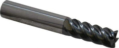 SGS - 3/8", 1" LOC, 3/8" Shank Diam, 2-1/2" OAL, 5 Flute, Solid Carbide Square End Mill - Single End, AlTiN Finish, Spiral Flute, 45° Helix, Right Hand Cut, Right Hand Flute, Series 55 - Americas Industrial Supply