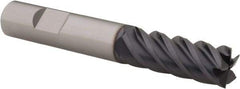 SGS - 3/8", 1" LOC, 3/8" Shank Diam, 2-1/2" OAL, 5 Flute, Solid Carbide Square End Mill - Single End, AlTiN Finish, Spiral Flute, 45° Helix, Right Hand Cut, Right Hand Flute, Series 55 - Americas Industrial Supply