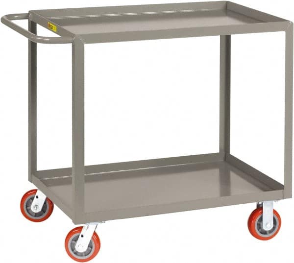 Little Giant - 2,000 Lb Capacity, 30" Wide x 66" Long x 36" High Shelf Cart - 2 Shelf, Steel, 2 Rigid/2 Swivel Casters - Americas Industrial Supply