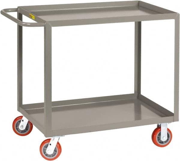 Little Giant - 2,000 Lb Capacity, 24" Wide x 54" Long x 36" High Shelf Cart - 2 Shelf, Steel, 2 Rigid/2 Swivel Casters - Americas Industrial Supply