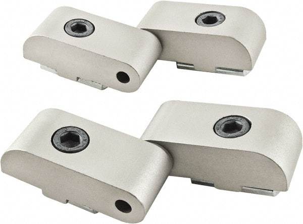 80/20 Inc. - 1-1/2" Long x 1-23/32" Wide x 26mm Thick, Left Lift Off Hinge Long Pin Top Short Pin Bottom - Aluminum, Clear Anodized Finish - Americas Industrial Supply