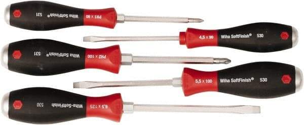 Wiha - 5 Piece Phillips & Slotted Screwdriver Set - Comes in Kit Bag - Americas Industrial Supply