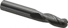 OSG - 3/8" Diam, 1" LOC, 3 Flute Solid Carbide Ball End Mill - Uncoated, Single End, 2-1/2" OAL, 3/8" Shank Diam, Spiral Flute - Americas Industrial Supply
