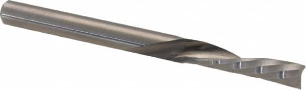 Accupro - 1/8" Cutting Diam x 1/2" Length of Cut, 1 Flute, Downcut Spiral Router Bit - Uncoated, Right Hand Cut, Solid Carbide, 1-1/2" OAL x 1/8" Shank Diam, Single Edge, 21° Helix Angle - Americas Industrial Supply