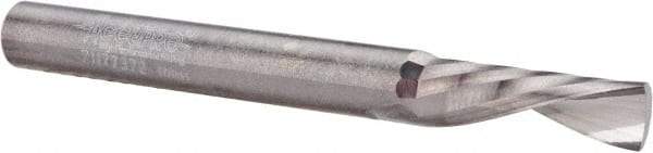 Accupro - 1/4" Cutting Diam x 3/4" Length of Cut, 1 Flute, Downcut Spiral Router Bit - Uncoated, Right Hand Cut, Solid Carbide, 2-1/2" OAL x 1/4" Shank Diam, Single Edge, 21° Helix Angle - Americas Industrial Supply