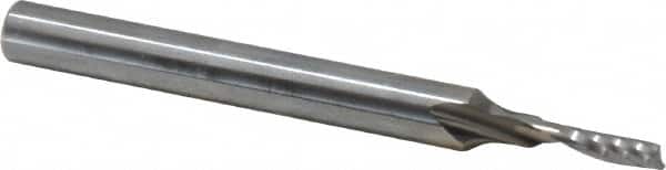 Accupro - 3mm Cutting Diam x 12mm Length of Cut, 1 Flute, Upcut Spiral Router Bit - Uncoated, Right Hand Cut, Solid Carbide, 64mm OAL x 6mm Shank Diam, Single Edge, 21° Helix Angle - Americas Industrial Supply