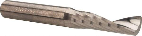 Accupro - 3/8" Cutting Diam x 1-1/8" Length of Cut, 1 Flute, Upcut Spiral Router Bit - Uncoated, Right Hand Cut, Solid Carbide, 3" OAL x 3/8" Shank Diam, Single Edge, 21° Helix Angle - Americas Industrial Supply