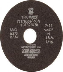 Tru-Maxx - 6" 60 Grit Aluminum Oxide Cutoff Wheel - 1/16" Thick, 1-1/4" Arbor, 6,048 Max RPM, Use with Stationary Tools - Americas Industrial Supply