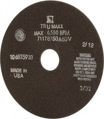 Tru-Maxx - 7" 60 Grit Aluminum Oxide Cutoff Wheel - 3/32" Thick, 1-1/4" Arbor, 5,184 Max RPM, Use with Stationary Tools - Americas Industrial Supply