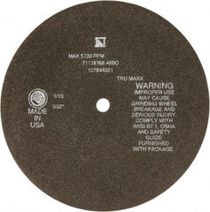 Tru-Maxx - 8" 46 Grit Aluminum Oxide Cutoff Wheel - 3/32" Thick, 1/2" Arbor, 4,536 Max RPM, Use with Stationary Tools - Americas Industrial Supply