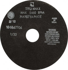 Tru-Maxx - 7" 60 Grit Aluminum Oxide Cutoff Wheel - 1/32" Thick, 1-1/4" Arbor, 5,184 Max RPM, Use with Stationary Tools - Americas Industrial Supply