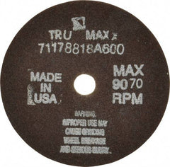 Tru-Maxx - 4" 60 Grit Aluminum Oxide Cutoff Wheel - 1/16" Thick, 1/2" Arbor, 9,072 Max RPM, Use with Stationary Tools - Americas Industrial Supply