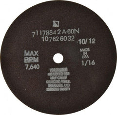 Tru-Maxx - 6" 60 Grit Aluminum Oxide Cutoff Wheel - 1/16" Thick, 1/2" Arbor, 6,048 Max RPM, Use with Stationary Tools - Americas Industrial Supply