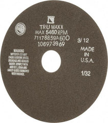 Tru-Maxx - 7" 60 Grit Aluminum Oxide Cutoff Wheel - 1/32" Thick, 1-1/4" Arbor, 5,184 Max RPM, Use with Stationary Tools - Americas Industrial Supply