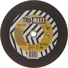 Tru-Maxx - 14" 36 Grit Aluminum Oxide Cutoff Wheel - 3/32" Thick, 1" Arbor, 4,365 Max RPM, Use with Chop Saws - Americas Industrial Supply