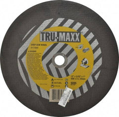 Tru-Maxx - 12" 36 Grit Aluminum Oxide Cutoff Wheel - 3/32" Thick, 1" Arbor, 5,095 Max RPM, Use with Chop Saws - Americas Industrial Supply