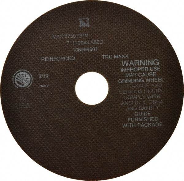 Tru-Maxx - 7" 60 Grit Aluminum Oxide Cutoff Wheel - 0.06" Thick, 1-1/4" Arbor, 8,731 Max RPM, Use with Stationary Tools - Americas Industrial Supply