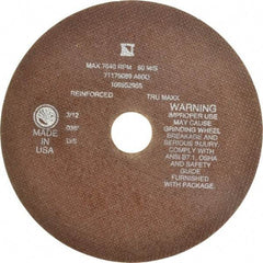 Tru-Maxx - 8" 60 Grit Aluminum Oxide Cutoff Wheel - 0.035" Thick, 1-1/4" Arbor, 7,639 Max RPM, Use with Stationary Tools - Americas Industrial Supply