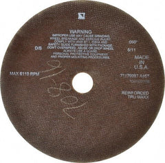 Tru-Maxx - 10" 46 Grit Aluminum Oxide Cutoff Wheel - 0.06" Thick, 1-1/4" Arbor, 6,112 Max RPM, Use with Stationary Tools - Americas Industrial Supply