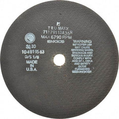 Tru-Maxx - 9" 36 Grit Aluminum Oxide Cutoff Wheel - 1/8" Thick, 7/8" Arbor, 6,791 Max RPM, Use with Angle Grinders - Americas Industrial Supply