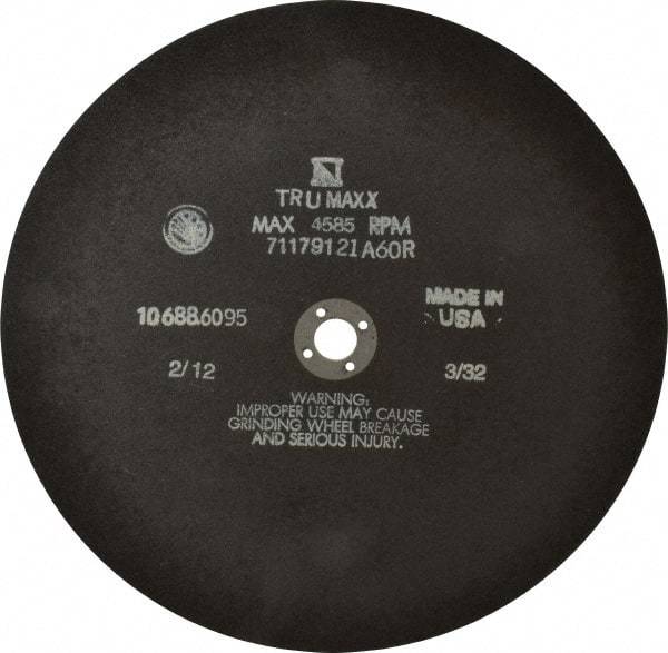Tru-Maxx - 10" 46 Grit Aluminum Oxide Cutoff Wheel - 3/32" Thick, 5/8" Arbor, 3,629 Max RPM, Use with Stationary Tools - Americas Industrial Supply